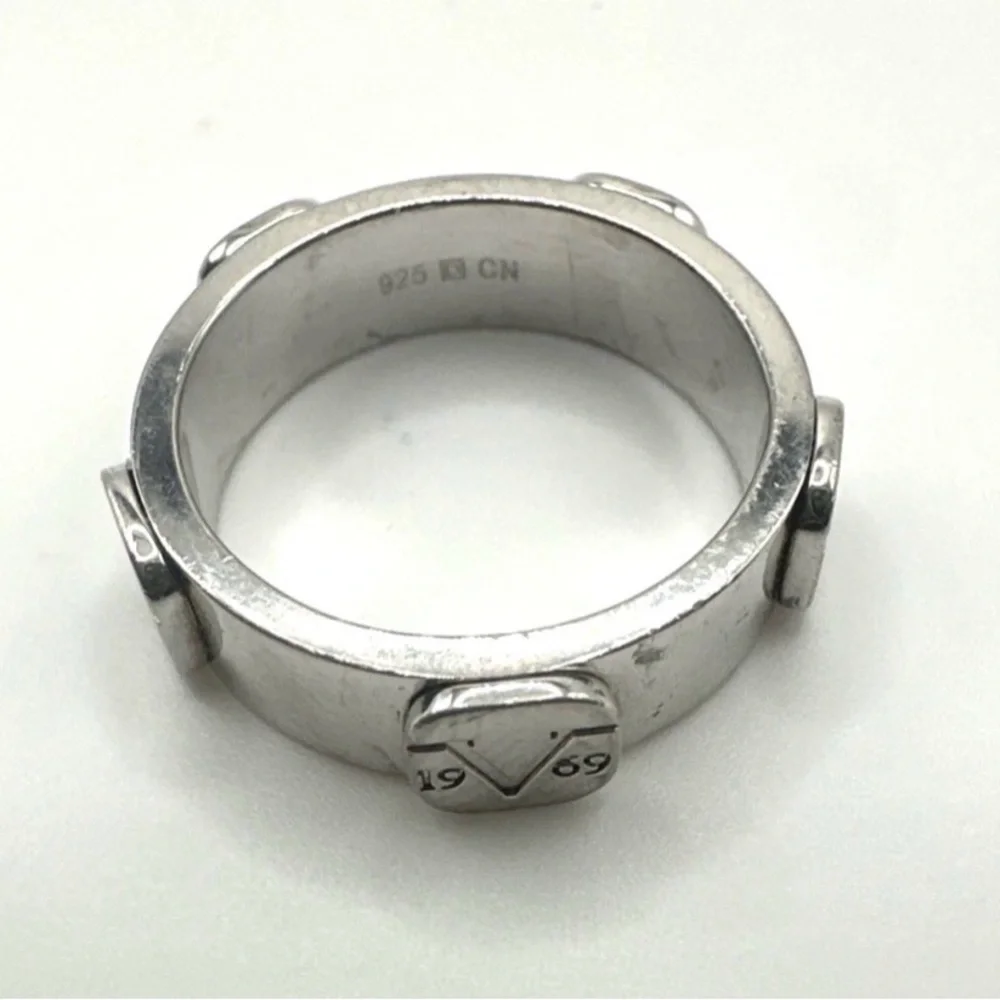 Sterling Silver 925 Ring V Logo 1969 Size 8 Garavani Delmar Wide Band Chunky